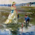 play at the beach 20x24 in. stretched Oil Painting Canvas Art Wall Decor modern241