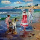 play at the beach 20x24 in. stretched Oil Painting Canvas Art Wall Decor modern245