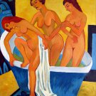Nude bathing 20x24 in. stretched Oil Painting Canvas Art Wall Decor modern001
