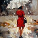 Shopping Girl 20x24 in. stretched Oil Painting Canvas Art Wall Decor modern018