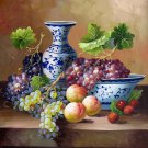 Fruit and china 20x24 in. stretched Oil Painting Canvas Art Wall Decor modern101