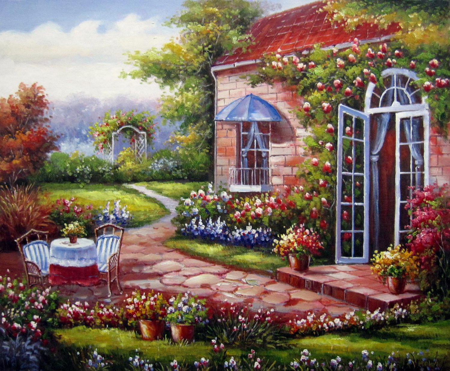 Garden 20x24 in. stretched Oil Painting Canvas Art Wall Decor modern103