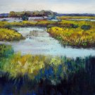 Waterside 20x24 in. stretched Oil Painting Canvas Art Wall Decor modern305
