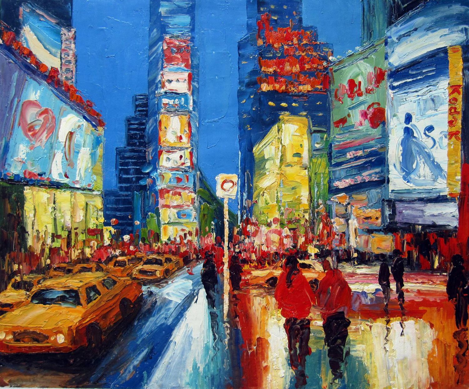 Time Square 20x24 in. stretched Oil Painting Canvas Art Wall Decor modern102