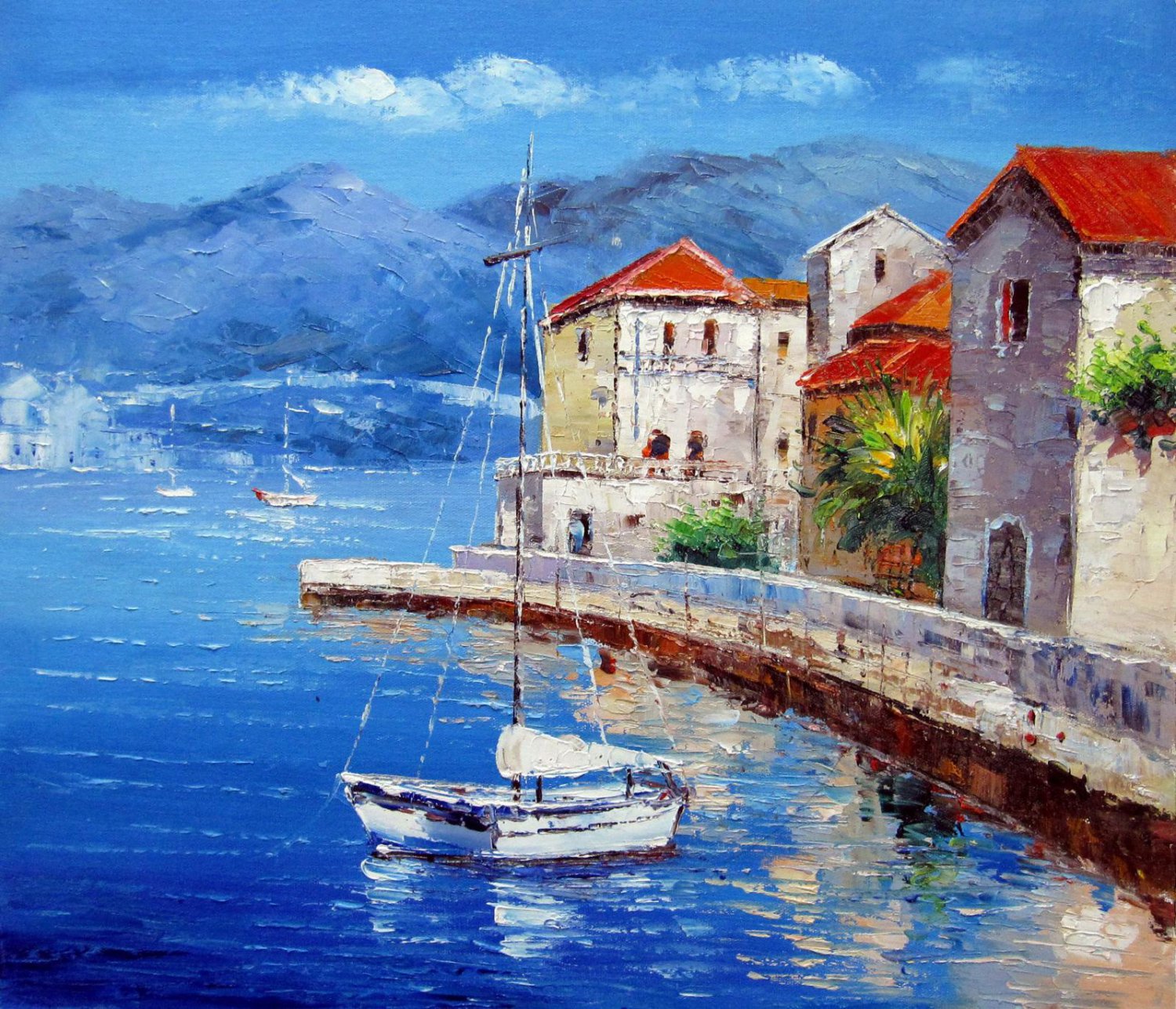 Mediterranean 20x24 in. stretched Oil Painting Canvas Art Wall Decor modern96D