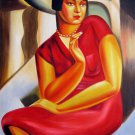Rep. Tamara De Lempicka 20x24 in. stretched Oil Painting Canvas Art Wall Decor modern008