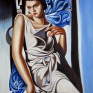 Rep. Tamara De Lempicka 20x24 in. stretched Oil Painting Canvas Art Wall Decor modern16D
