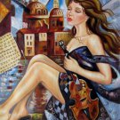 Girl 20x24 in. stretched Oil Painting Canvas Art Wall Decor modern16D