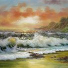 Seawave 20x24 in. stretched Oil Painting Canvas Art Wall Decor modern404