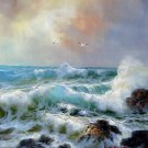 Seawave 20x24 in. stretched Oil Painting Canvas Art Wall Decor modern419