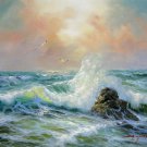 Seawave 20x24 in. stretched Oil Painting Canvas Art Wall Decor modern423