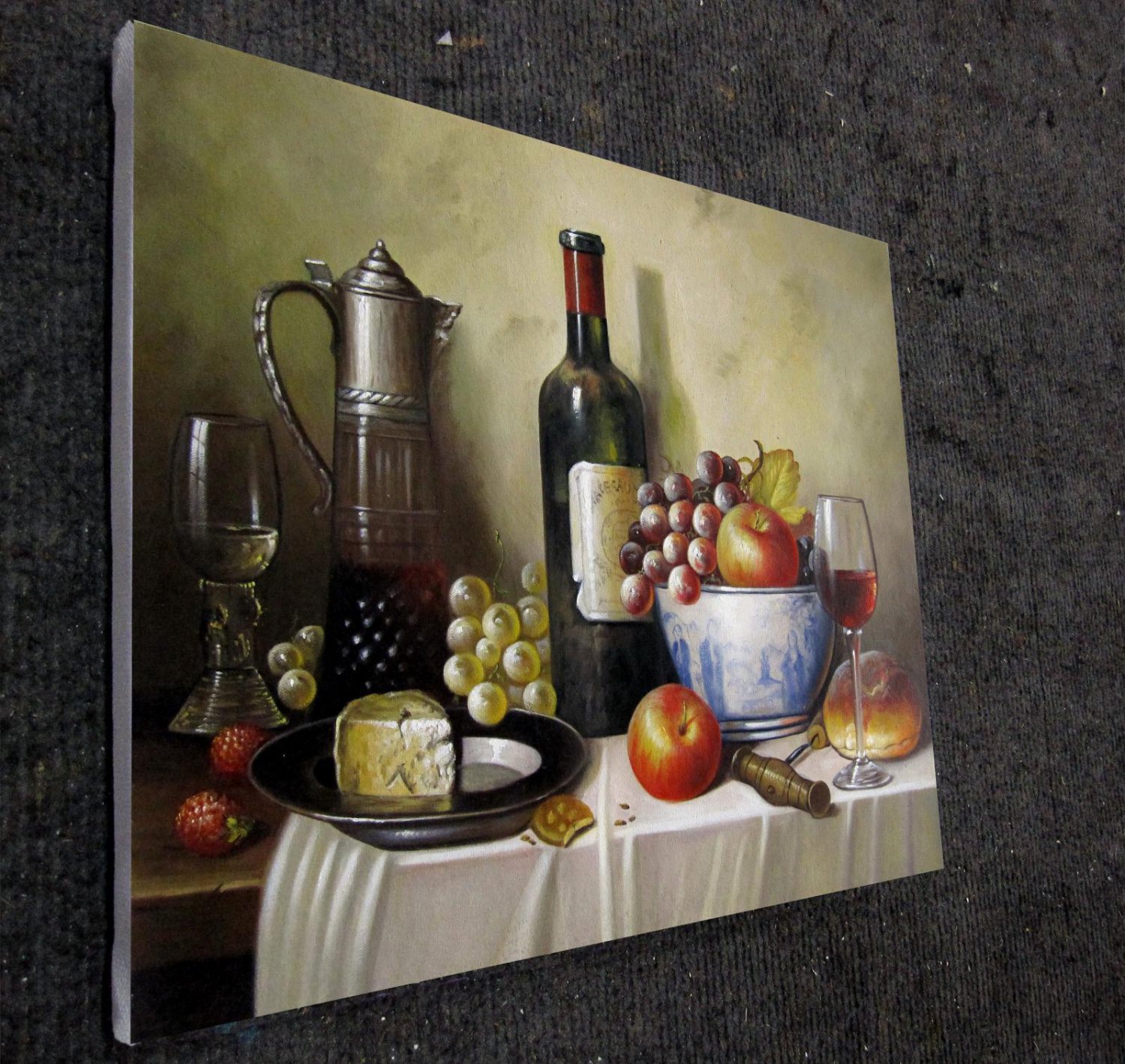 Fruit and wine 20x24 in. stretched Oil Painting Canvas Art Wall Decor modern102