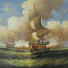 Naval battle 20x24 in. stretched Oil Painting Canvas Art Wall Decor modern002
