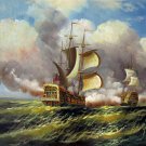 Naval battle 20x24 in. stretched Oil Painting Canvas Art Wall Decor modern003