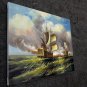 Naval battle 20x24 in. stretched Oil Painting Canvas Art Wall Decor modern003