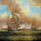 Naval battle 20x24 in. stretched Oil Painting Canvas Art Wall Decor modern005