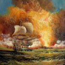 Naval battle 20x24 in. stretched Oil Painting Canvas Art Wall Decor modern007
