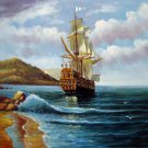 Tall ship sailing 20x24 in. stretched Oil Painting Canvas Art Wall Decor modern016