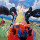 Cow 20x20 in. stretched Oil Painting Canvas Art Wall Decor modern07D