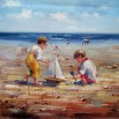 play at the beach 16x20 in. stretched Oil Painting Canvas Art Wall Decor modern022
