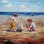 play at the beach 16x20 in. stretched Oil Painting Canvas Art Wall Decor modern022