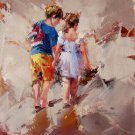 play at the beach 16x20 in. stretched Oil Painting Canvas Art Wall Decor modern037