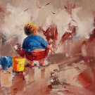 play at the beach 16x20 in. stretched Oil Painting Canvas Art Wall Decor modern039