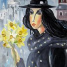 Girl 16x20 in. stretched Oil Painting Canvas Art Wall Decor modern304