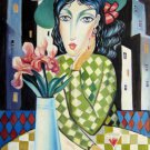 Girl 16x20 in. stretched Oil Painting Canvas Art Wall Decor modern307