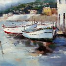 Boat 16x20 in. stretched Oil Painting Canvas Art Wall Decor modern411