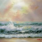 Seawave 16x20 in. stretched Oil Painting Canvas Art Wall Decor modern130