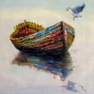 Boat 16x16 in. stretched Oil Painting Canvas Art Wall Decor modern301