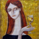 Girl 16x16 in. stretched Oil Painting Canvas Art Wall Decor modern114
