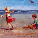 play at the beach 12x24 in. stretched Oil Painting Canvas Art Wall Decor modern321