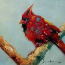Bird Cardinal 12x24 in. stretched Oil Painting Canvas Art Wall Decor modern101