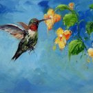 Hummingbird 12x24 in. stretched Oil Painting Canvas Art Wall Decor modern201