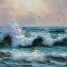 Seawave 12x24 in. stretched Oil Painting Canvas Art Wall Decor modern216
