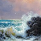Seawave 12x24 in. stretched Oil Painting Canvas Art Wall Decor modern219