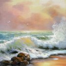 Seawave 12x24 in. stretched Oil Painting Canvas Art Wall Decor modern222