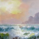 Seawave 12x24 in. stretched Oil Painting Canvas Art Wall Decor modern224