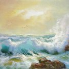 Seawave 12x24 in. stretched Oil Painting Canvas Art Wall Decor modern228