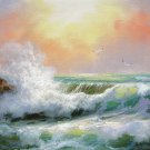 Seawave 12x24 in. stretched Oil Painting Canvas Art Wall Decor modern229