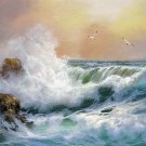 Seawave 12x24 in. stretched Oil Painting Canvas Art Wall Decor modern230