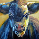 Cow 12x16 in. stretched Oil Painting Canvas Art Wall Decor modern502