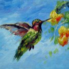 Hummingbird 12x16 in. stretched Oil Painting Canvas Art Wall Decor modern108