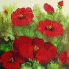Red Flower 12x16 in. stretched Oil Painting Canvas Art Wall Decor modern005