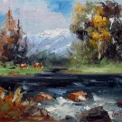By the river 12x16 in. stretched Oil Painting Canvas Art Wall Decor modern104
