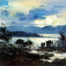 By the river 12x16 in. stretched Oil Painting Canvas Art Wall Decor modern119
