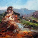 House 12x16 in. stretched Oil Painting Canvas Art Wall Decor modern012
