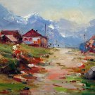House 12x16 in. stretched Oil Painting Canvas Art Wall Decor modern016